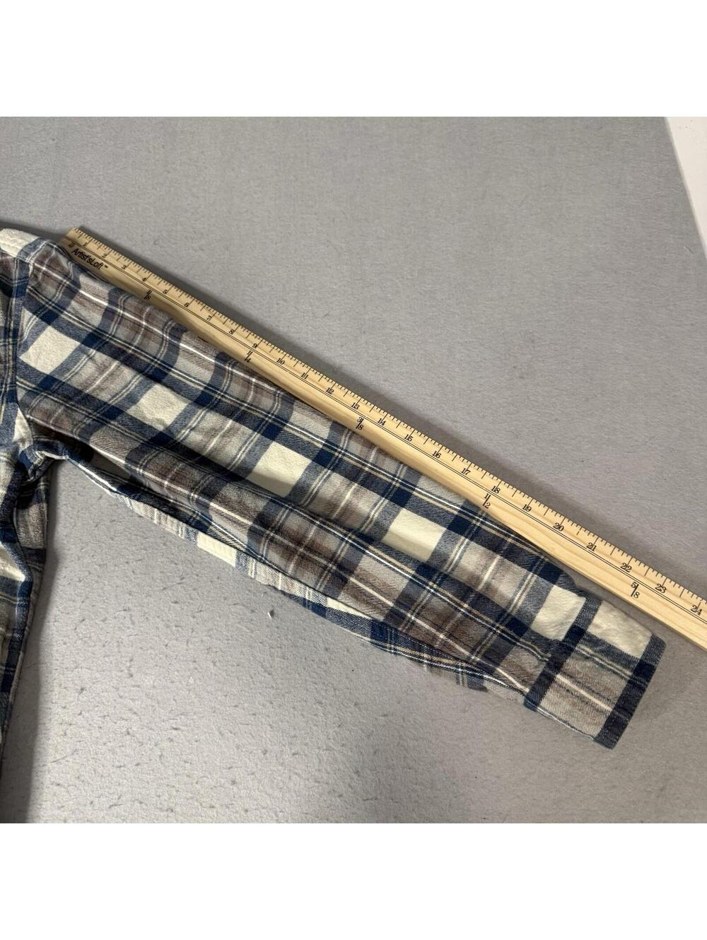 LL‎ Bean Slim Fit Flannel Shirt Men’s M Blue Brown Tartan Plaid Button Up Casual - Picture 9 of 11